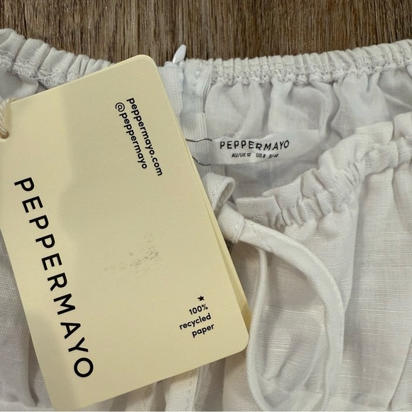 NWT Peppermayo Milkmaid Mini Dress Women’s Sz 8 White Organic Cotton Feminine - Picture 5 of 9